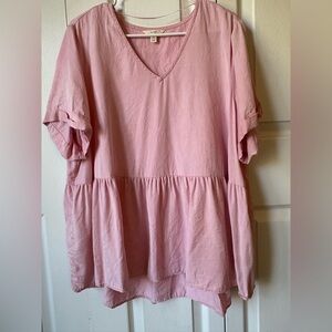 Terra & Sky Blush Pink V-Neck Blouse